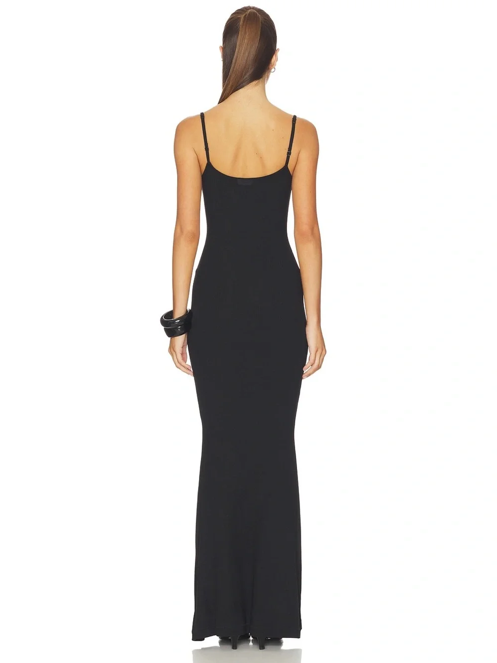 SKIMS Soft Lounge Long Slip Dress Onyx Black Ribbed Bodycon Maxi Dress S
